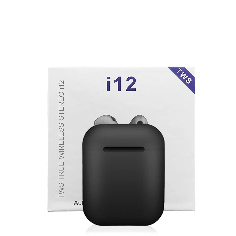 I12 TWS оригинальные беспроводные наушники Bluetooth наушники HIFI бас Bluetooth гарнитура Спортивная сенсорная кнопка с микрофоном PK i10 i7s i9 tws - Цвет: Черный
