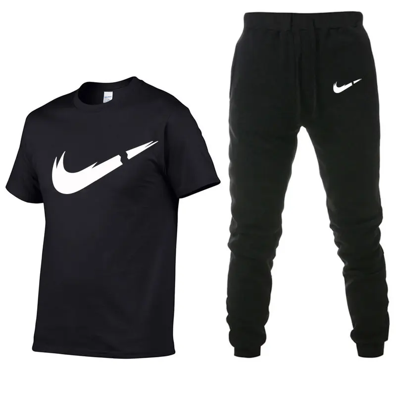 

Summer Hot Sale Men's Sets T Shirts+pants Two Pieces Sets Casual Tracksuit Male 2019 Casual Tshirt Gyms Fitness trousers men
