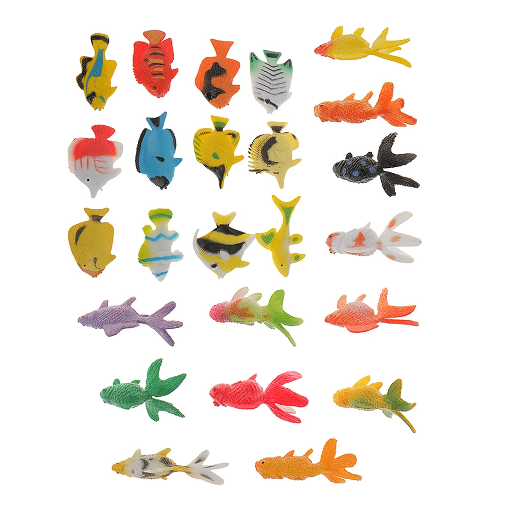 24Plastic Tropical Angel Fish&Goldfish Ocean Animals Small Figure Party Toys