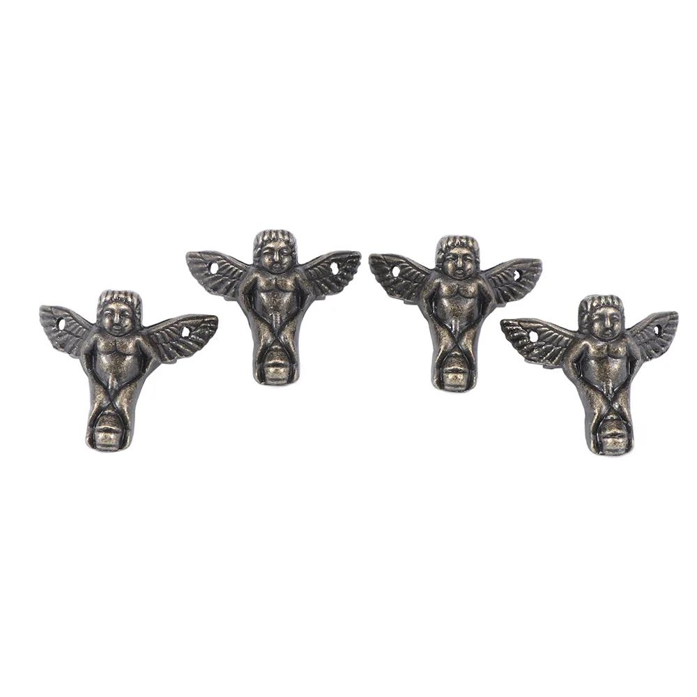 

4 Pcs Little Angel Retro Style Corner Protector Bronze Color Jewelry Box Wooden Case Decorative Feet Leg Corner Bracket