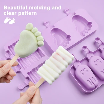 

FUNBAKY Cartoon Silicone Diy Ice Cream Mold With Cover Popsicle 3 Cell Juice Milk Ice Cream Maker Tools
