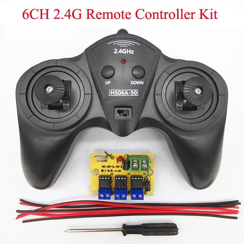 

1Set 6CH 2.4G Wireless Remote Controller Kit 1.2A/5A Receiver+Transmitter Control Distance 80m for DIY Toy Car Boat Tank Model
