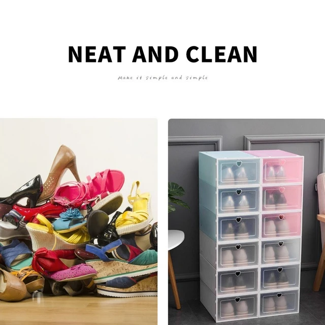 Clear Pp Dust-proof Stackable Flip Drawer Shoes Box Storage Container  Organizer - Shoe Hanger - AliExpress