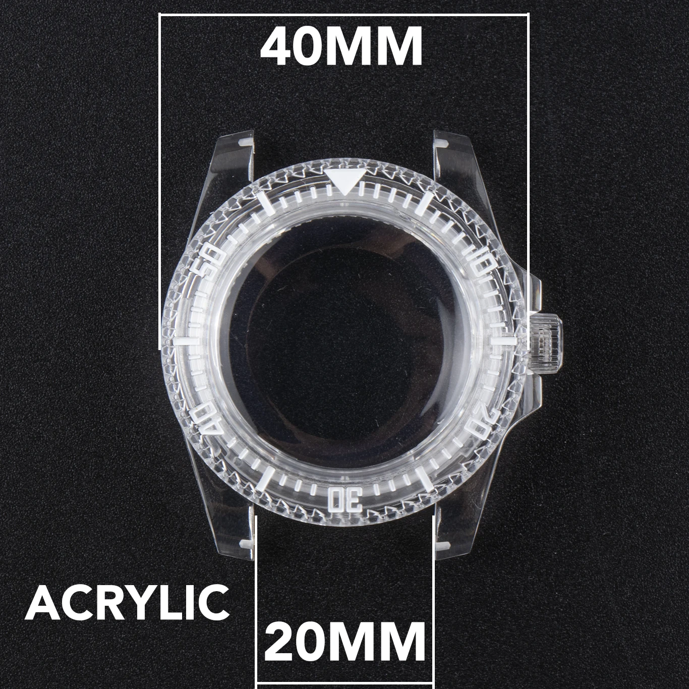 

40mm Modified Watch Case Acrylic Transparent Plastic Case Bezel with Green Luminous for NH35/NH35A/NH36/4R/7S Movement
