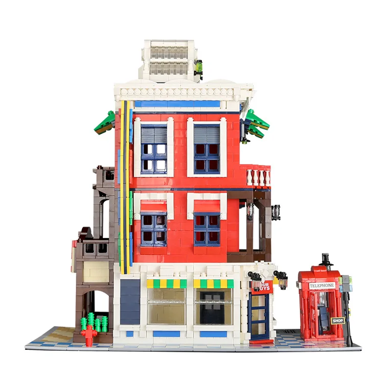 

Wange 6310-6311 Small Particles Architecture Model City Street View Corner Store Assembled Building Blocks Decoration Toy