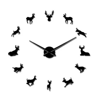 

Deer Head 3D DIY Acrylic Creative Living Room Decoration Wall Clock Perched Deer Silent Adjustable Wall Clock Modern Watch Kit