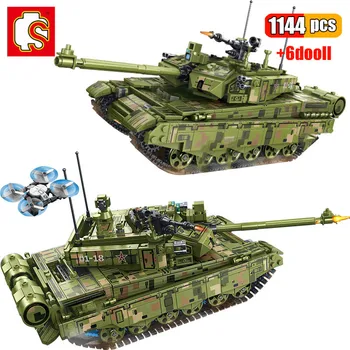 

SEMBO 1144Pcs Military WW2 Tank Building Blocks Iron-Blooded Main Battle Tank Army Action Figures Vehicle kids Educational Toys