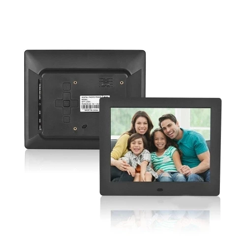 8 Inch Digital Alarm& Photo Frame LED Screen Simple Eletronic Photo Album Support Clock/Photo/Video for Elder People with Remot