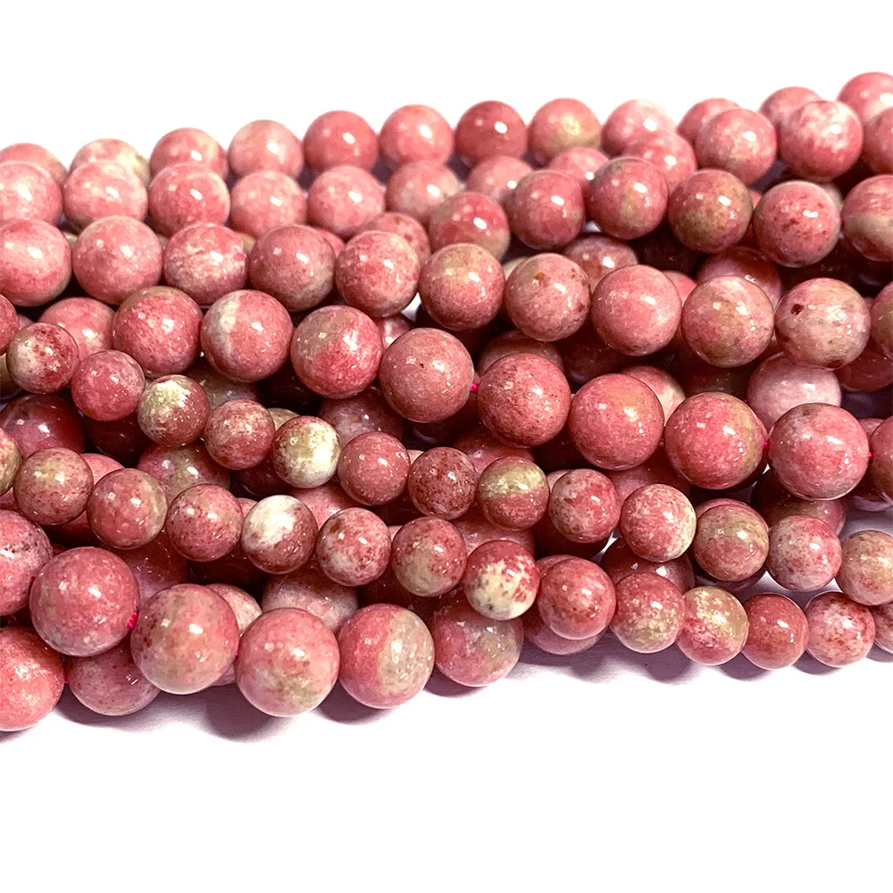 Veemake Natural Red Pink Thulite Round Loose Gemstone Necklaces Bracelets Earrings Women's Beads For Jewelry Making 07033 2
