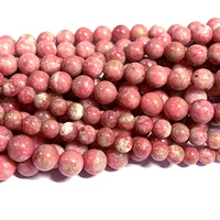 Veemake Natural Red Pink Thulite Round Loose Gemstone Necklaces Bracelets Earrings Women's Beads For Jewelry Making 07033 2