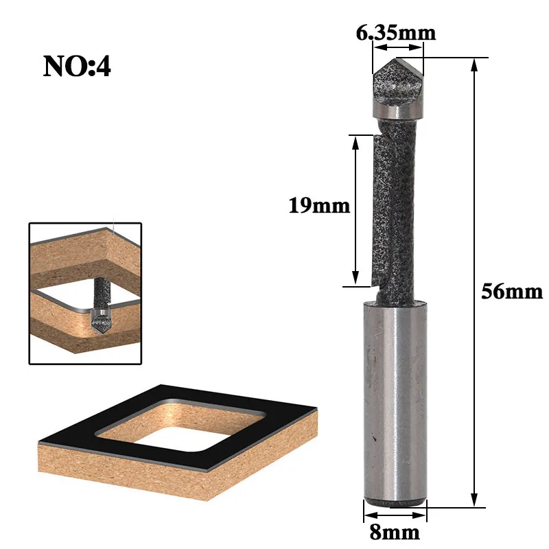 1 шт. 8 мм хвостовик фрезы по дереву фрезы прямой концевой фрезы триммер очистка заподлицо угловая круглая бухта коробка биты инструменты