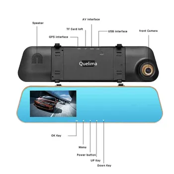 

4.3'' Car Dvr Hd 1080p Dual Lens Mirror Dash Cam Recorder Rearview Night Vision Lens Resolution Multi-layer Filter #yl10