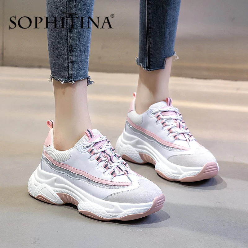 SOPHITINA/Модные женские кроссовки смешанных цветов с перекрестной шнуровкой