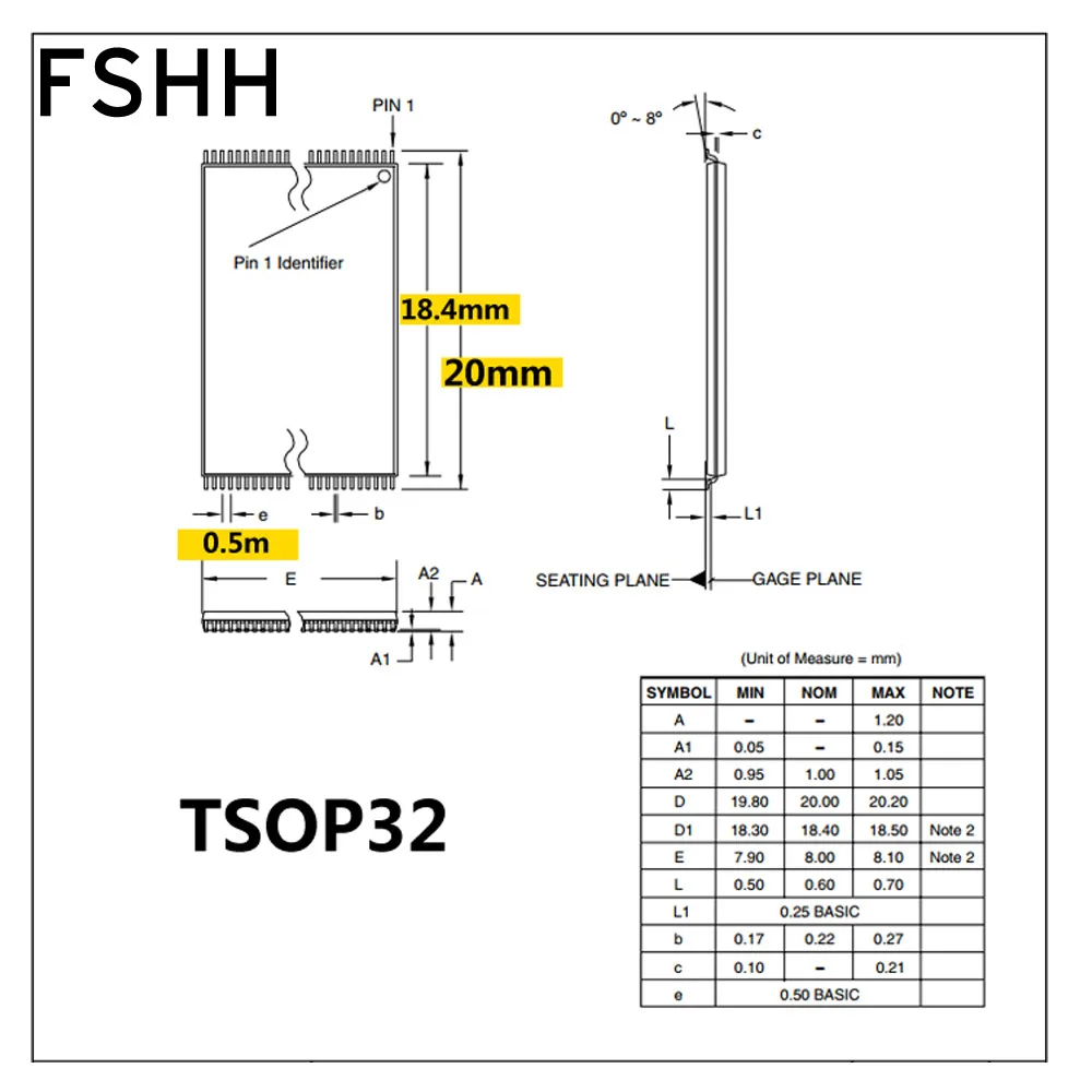 Tsop32 para Dip32 Adaptador Longo Teste Soquete Programador Tamanho = 20mm 18.4mm Tsop32 ic - Imagem 6