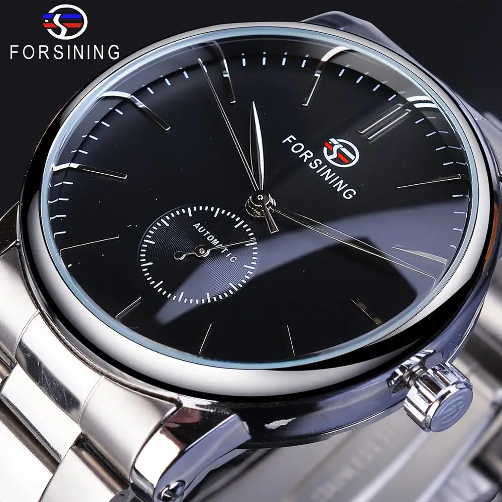 

Forsining Mens Watch Mechianical Business Wristwatch Fashion Silver Stainless Steel Top Brand Luxury Classic Automatic Man Clock