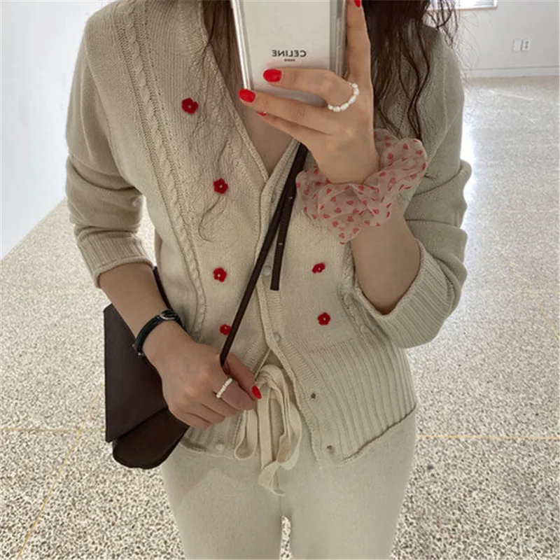 

Chic Fashion Sweet Floral Print Sweater Cardigans for Ladies Elagant Simple Floral Print Sweatershirt 2020 Women's Sweater