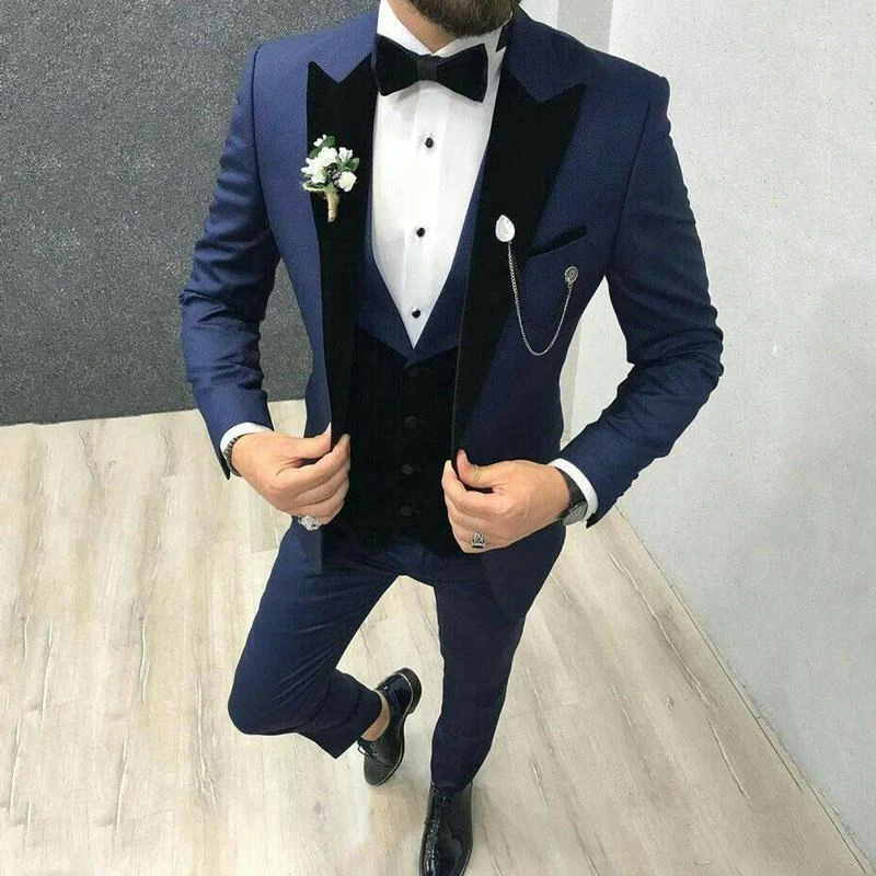 

Handsome Groomsmen Peak Lapel Groom Tuxedos Mens Wedding Dress Man Jacket Blazer Prom Dinner (Jacket+Pants+Tie+Vest) A150