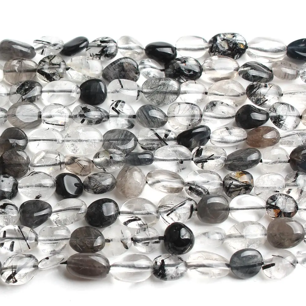 6-8mm Natural Rutilated Quartzs Stone Beads Irregular Loose Spacer for DIY Bracelet Jewelry Making 15'' Strand | Украшения и