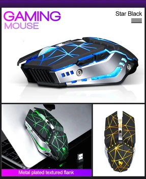 

HORUG USB Wireless Gaming Mouse 2.4GHz 6 Key Srechargeable Silent For Computer PC Laptop Professional Computer Mouse Gamer Mice