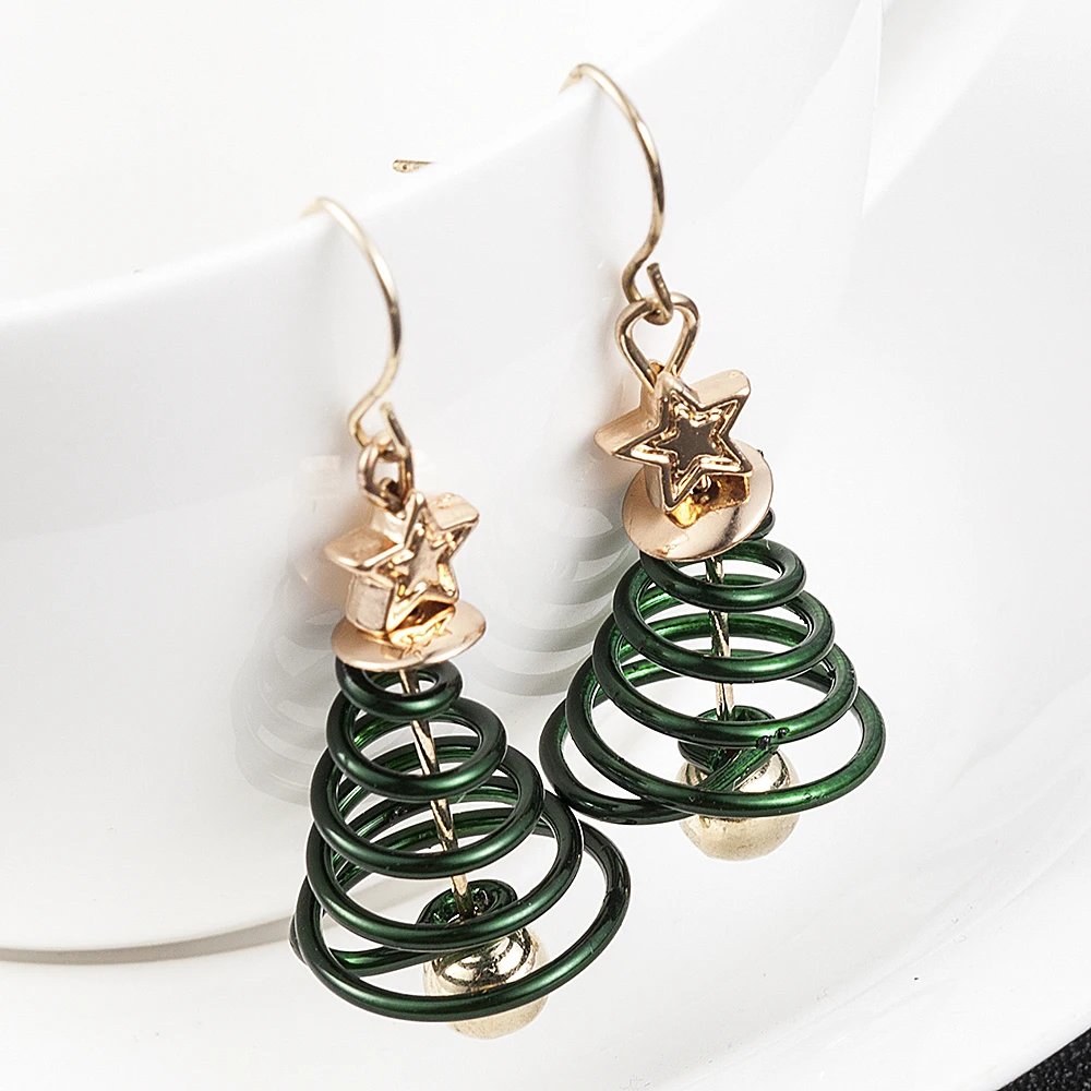 

Fashion Women oorbellen Star Christmas Tree Earrings Dangle Drop Green Ornaments Jewelry Accessories pendientes mujer moda 2019