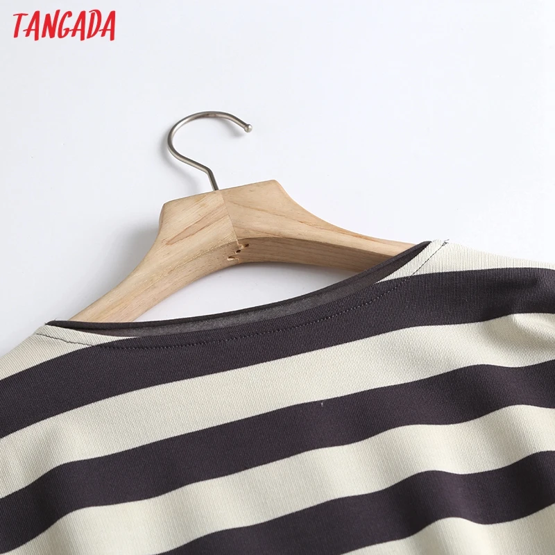 Tangada Women High Quality Striped Print Sweatshirts Oversize Long Sleeve O Neck Loose Pullovers Female Tops 6D42