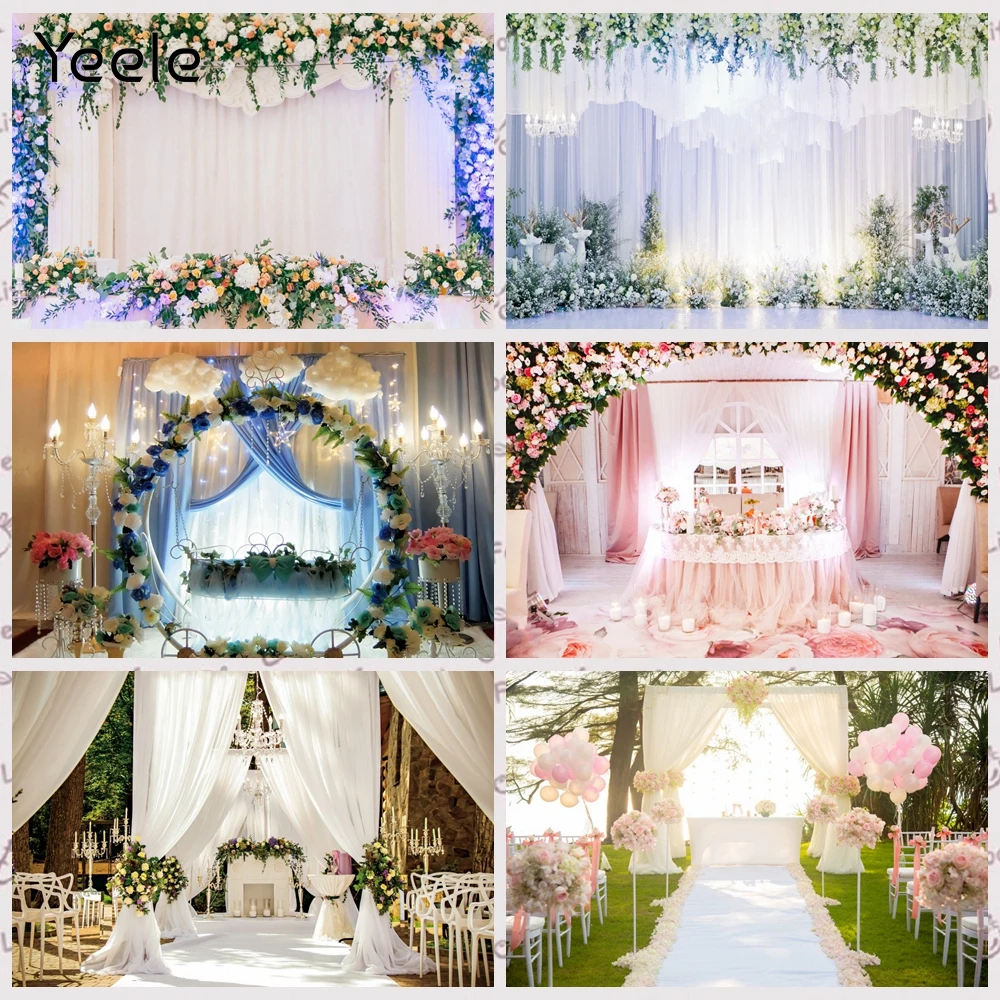 

Yeele Light Flowers Curtain Wedding Portrait Decoration Photography Backdrops Custom Photographic Backgrounds For Photo Studio