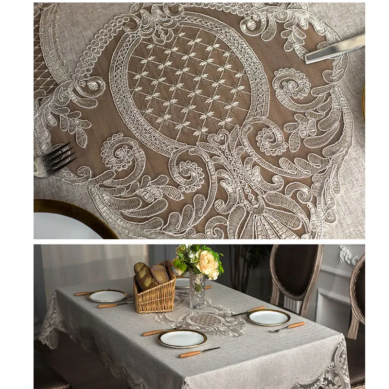 Nordic Embroidered Lace Rectangular Tablecloth, Dining Square, Kitchen Coffee Table Cover, Dustproof, Light Luxury - Image 6