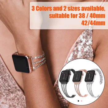 

Gosear for Apple Watch Band Bling Rhinestone Diamond Metal Replacement Watch Strap Wristband for iWatch 42mm 44mm 38mm 40mm