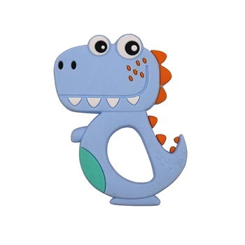 

2Pcs Cartoon Baby Teethers Cute Animal Dinosaur Infant DIY Ring Teether Toddler Silicone Chew Charms Kids Teething Toys