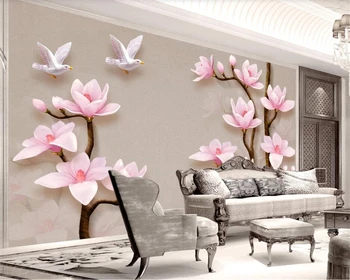 

beibehang Purple TV background Papel de Pered 3d floral wallpaper wall 3d photo mural wallpaper home decoration living room