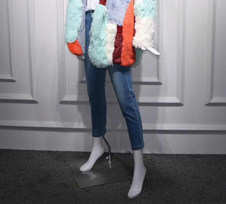 Многоцветная шуба из искусственного меха, длинное пальто большого размера, теплое зимнее пальто для женщин, цветная куртка из искусственного меха, женская верхняя одежда