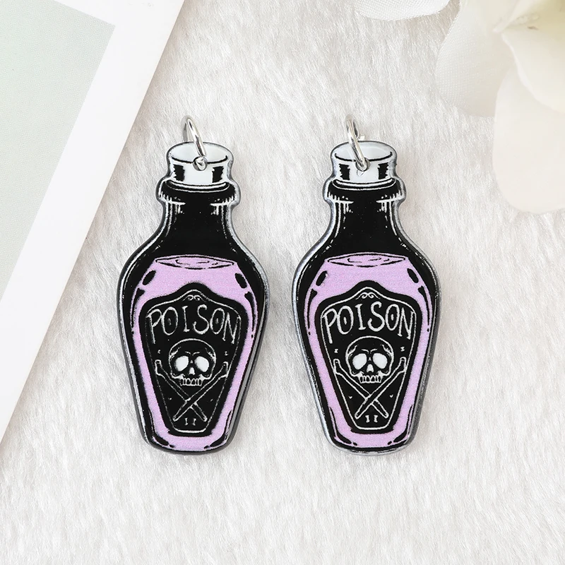 10Pcs Pastel Goth Snake Cat Skull Charms Cute Creative Acrylic Pendant For  Earring Necklace Diy Making