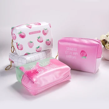 

Creative Strawberry Pattern Cosmetic Bag Large Capacity Storage Package Portable Wash Bag Travel Organizer Women Makeup Bag