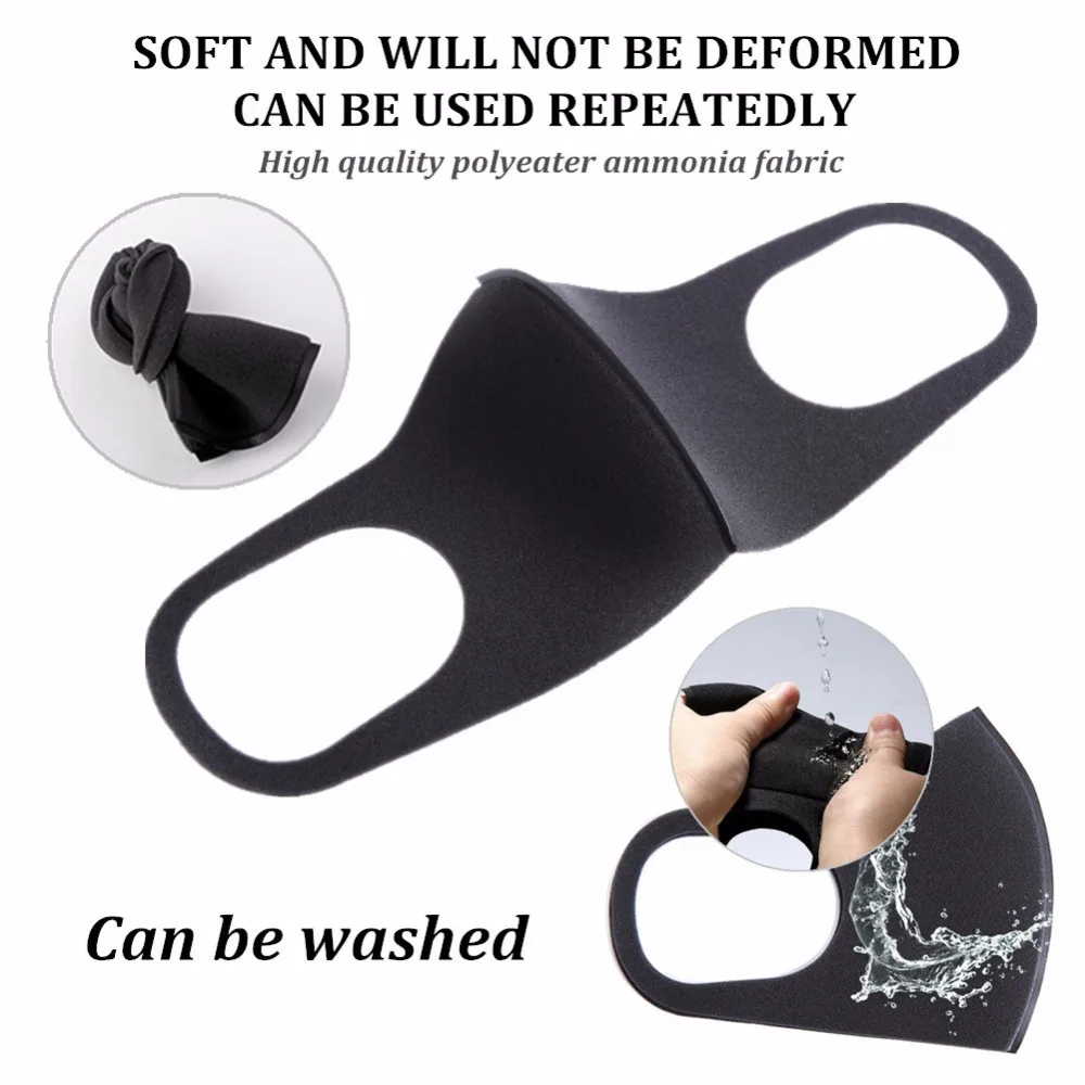Black Sponge Face Mouth Mask Unisex Face Mask Reusable Pollution Shield Washable Mouth Cover Outdoor 5Pcs/Lot