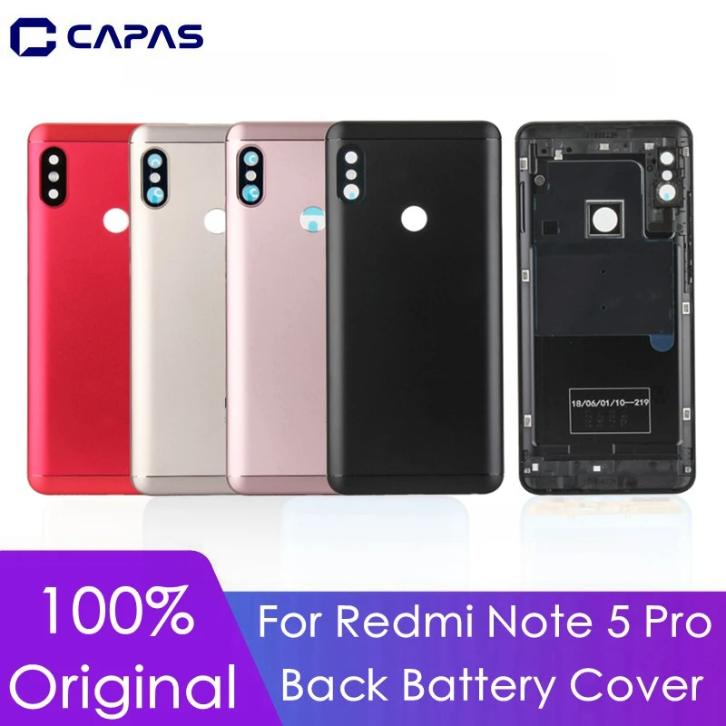 

Original For Xiaomi Redmi Note 5 Pro Back Cover + Camera Glass + Side Keys For Redmi Note 5 Pro Rear Housing Door Replacement