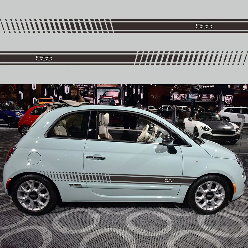 2 шт./лот, авто Стайлинг, сделай сам наклейки на машину для FIAT 500, Виниловая наклейка на тело, боковая наклейка, украшение