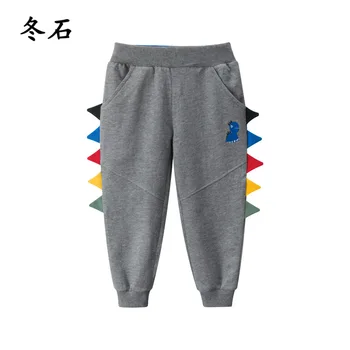 

2020 Autumn Leisure Dinosaur Embroidered Cartoon Boy Sweatpants Trousers Children's Middle Waist Sport Pants 2 3 4 5 6 7 8 Years