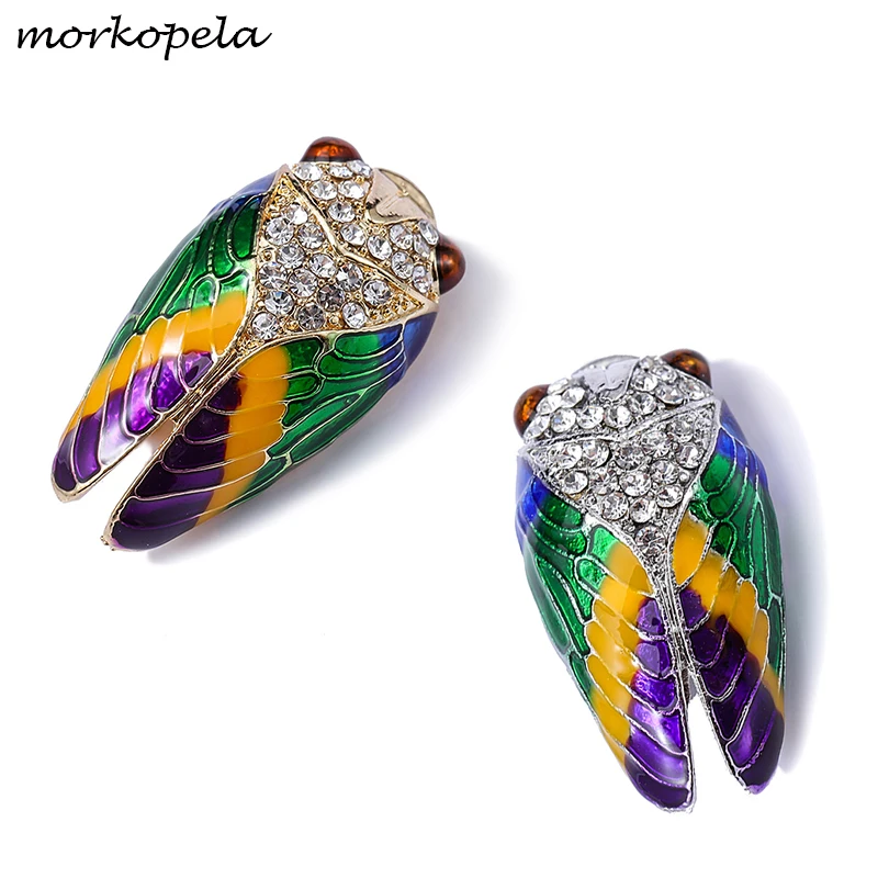 Morkopela Cicada Bug Insect Brooch Enamel Pin Rhinestone Brooches And Pins For Women Vintage Brooch Jewelry Luxury