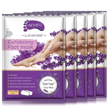 

Foot exfoliating, calluses and dead skin cell mask soft and smooth to the touch, lavender scent for men and women 5pcs