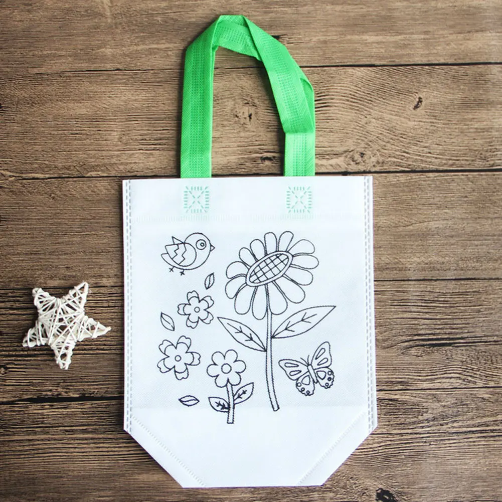 5 шт., детская ручная сумка Draffiti, сделай сам, Экологичная сумка для рисования, Нетканая ткань, школьная живопись, цветная сумка