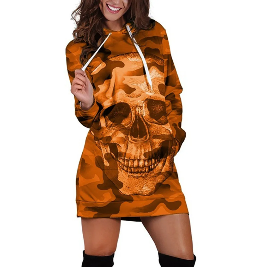 Camouflage Skull Long Sleeve Hoodie 16
