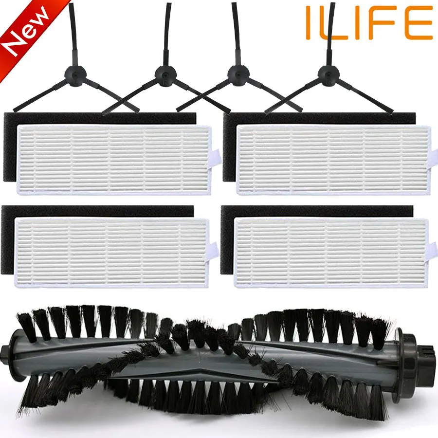 1 * основной щетки + 4 пыли HEPA фильтр боковая щетка для ILIFE A4s A40 аксессуары
