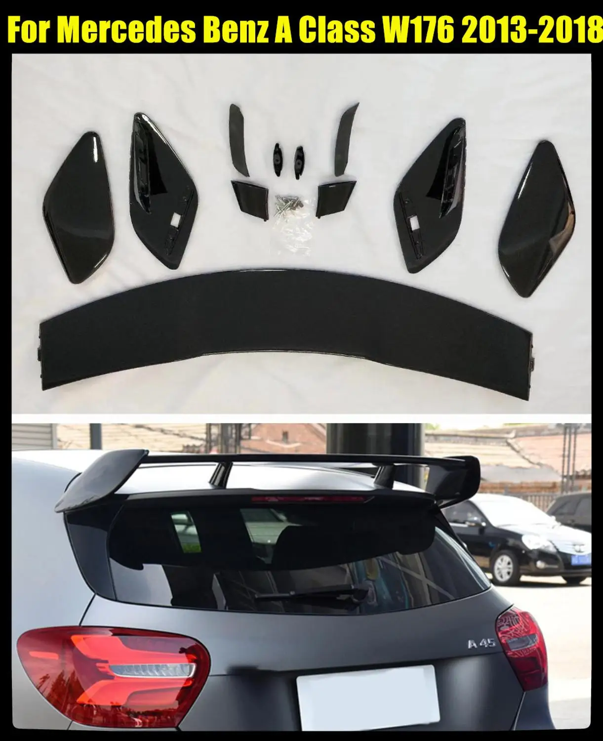 Для Mercedes Benz A класс W176 A160 A180 A200 A250 A45 AMG ABS пластмассовый задний спойлер крыло 2013