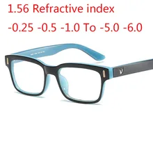 0,5-1,0 до-6,5 очки по рецепту 1,56 1,61 асферические линзы оправа для ногтей очки для близорукости квадратные студенческие диоптрийные очки