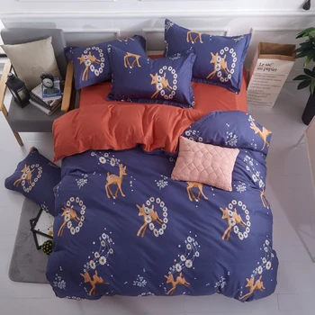 

2018 Cotton bedding set queen size bed sheets duvet covers-Modern style Christmas deer chinese bedding sets-edredon jogo de cama