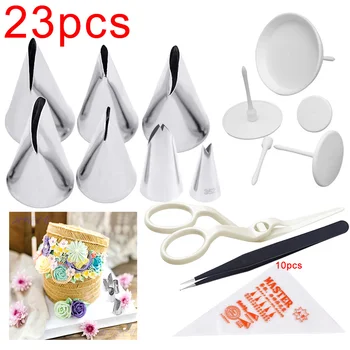 

Rose Leaf Baking Tools With Tweezers Flowers Nozzles Creative Icing Piping Nozzle Pastry Tips Sugar Craft Cake Decorating Tools