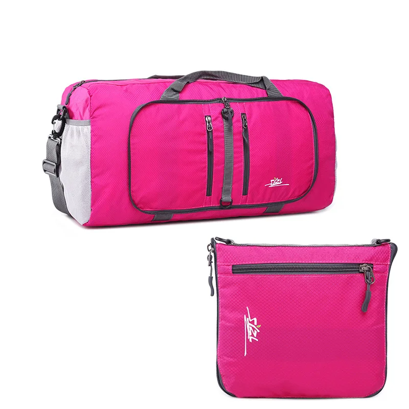 Red Duffle Organize Handbag Hand Luggage Women Men Large Capacity Sport Shoulder Weekender Bag Waterproof Folding Travel Bags - Color: Red