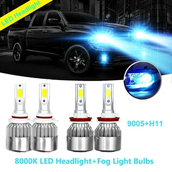 

4X H11 9005 Ice Blue HiLo Beam LED Headlight For Chevy Silverado 1500 07-15 Heat Dissipation Fan IP68 Waterproof