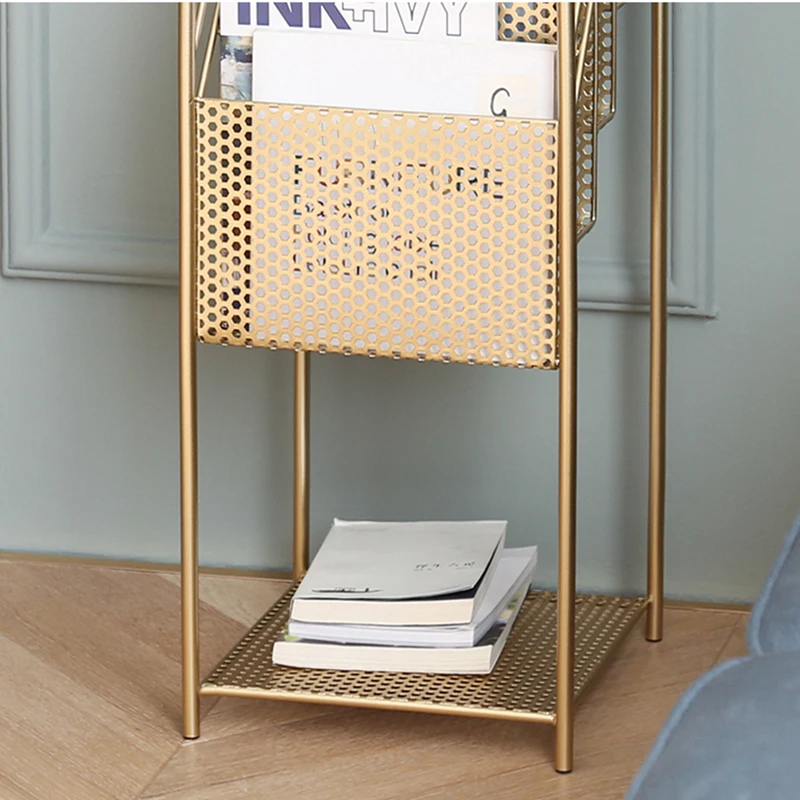 Floor Display Rack Nordic Metal Magazine Newspaper Shelf Office Newsprint Bookshelf Golden Black White Shelve Home Furniture