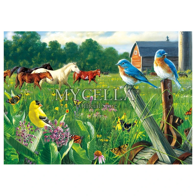 Cartoon 5D DIY Diamond Painting Birds Flowers Horses Spring Gift Full Drill Embroidery Cross Stitch Mosaic Home Decor | Дом и сад